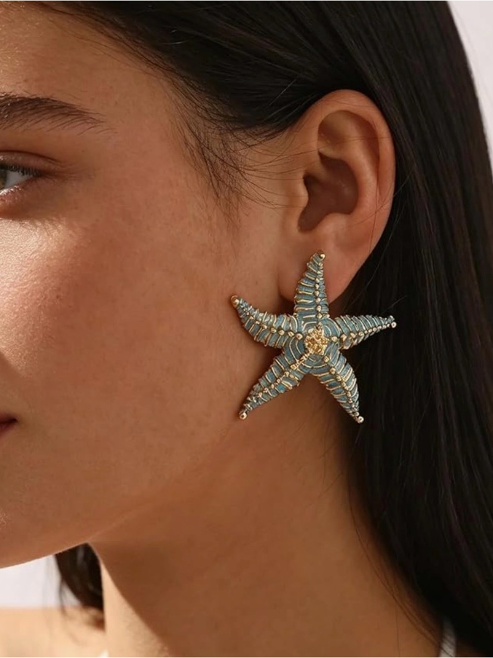Starfish Stud Earrings - Gold & Turquoise